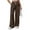 Brown, variant on Women's Crinkle Flow Wide Leg Pants, High Rise Stitched Side Pockets, Wrinkle Fabric for Coastal Afternoon Sidewalk Treks in Fall Red S