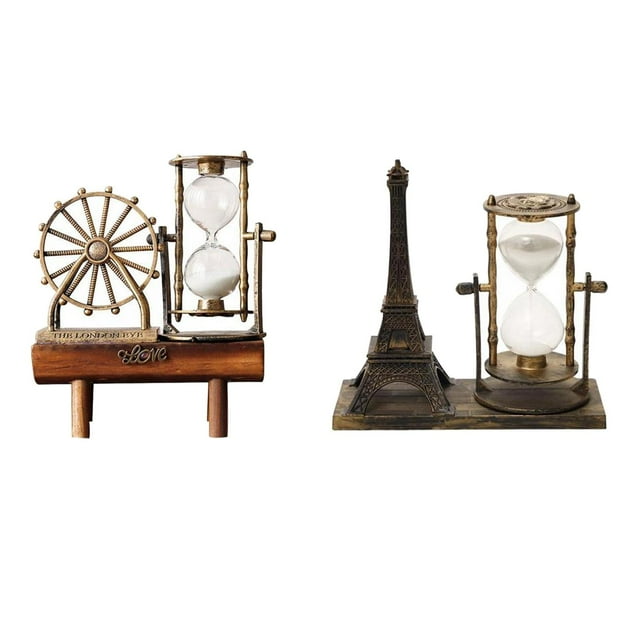 Centro De Mesa Con Temporizador De Arena De Reloj De Arena De Hierro De 2 Piezas Para Cocina De Escritorio