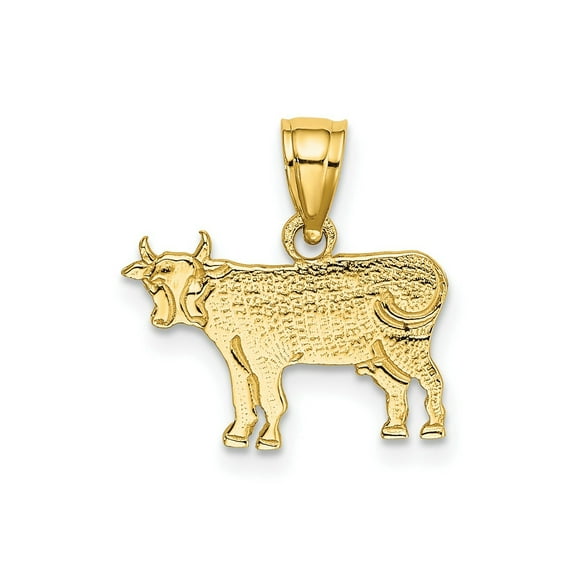 FJC Finejewelers 10 kt Yellow Gold Flat and Engraved Cow Charm 12 x 14 mm