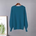 thumbnail image 5 of Women Oversized Sweaters, Loose Lantern Long Sleeve Fall Crewneck Casual Soft Knit Loungewear Fashion Pullover Blouse Tops Blue One Size, 5 of 6