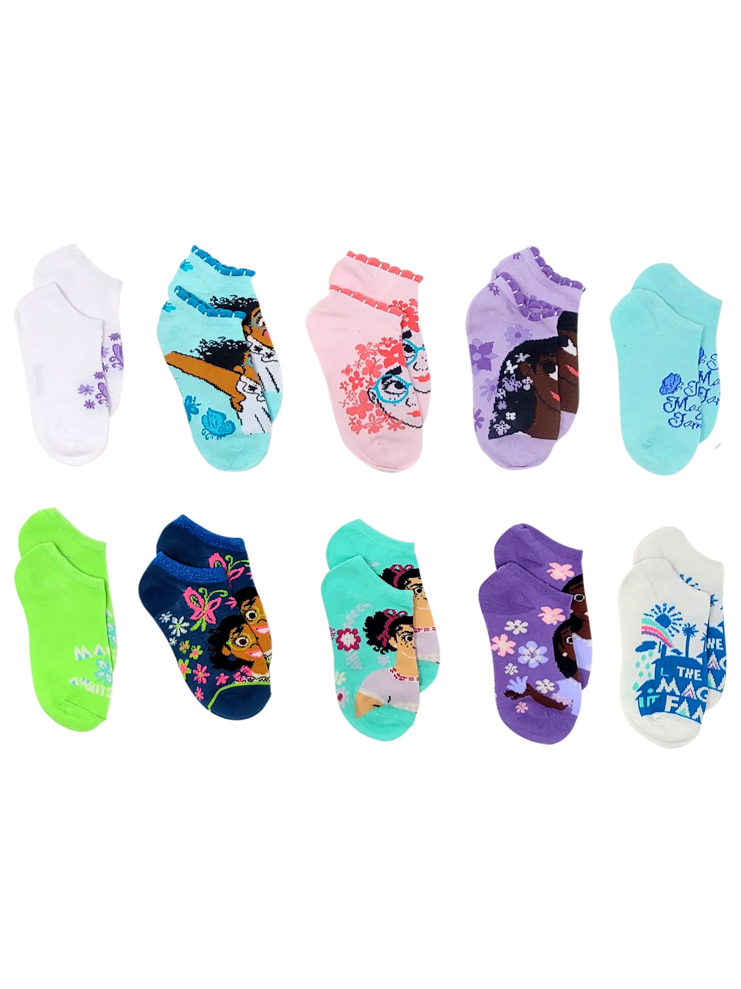 Girls Encanto Ankle Socks Shoe Size 7.53.5 Mirabel Disney (10Pairs