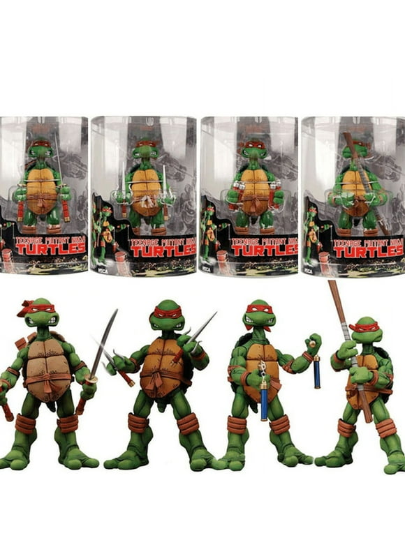 J&G Teenage Mutant Ninja Turtles Action Figures Toys with Red Headband 4 PCS - TMNT Mini Action Figures Kids - Toy For Kids Gift Decorations Collection