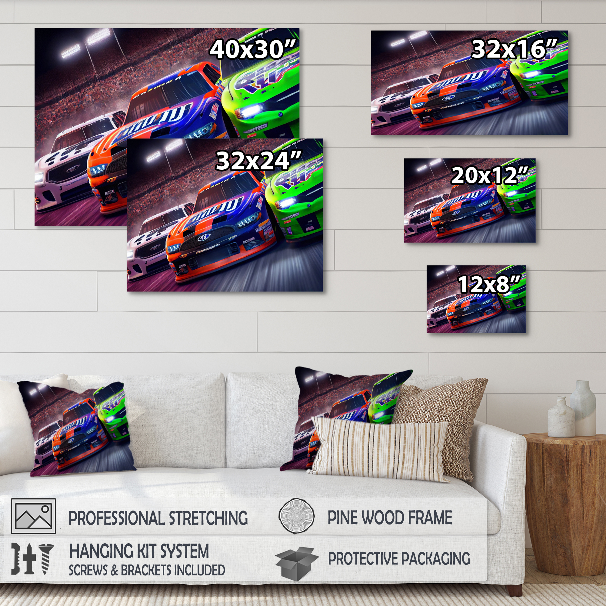 Designart American Stock Car Racing I Canvas Wall Art