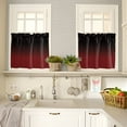 thumbnail image 3 of Ombre, Kitchen Curtains and Valances Set, 3 Piece Kitchen Curtains Set 24 Inch Length, Abstract Gradient Red Black Art Rod Pocket Curtains Tier Farmhouse Window Curtains, 3 of 6