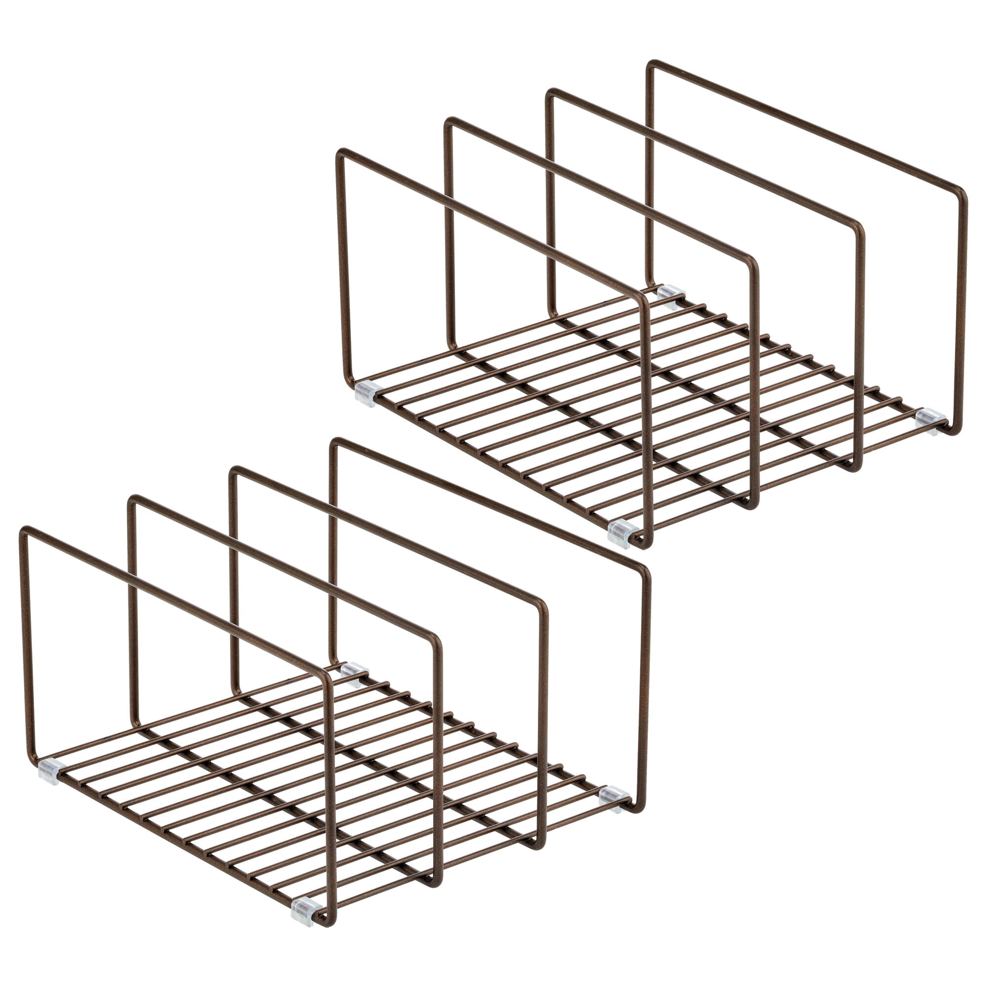 mDesign Steel Cookware Storage Organizer Rack for Kitchen - 2 Pack - Bronze