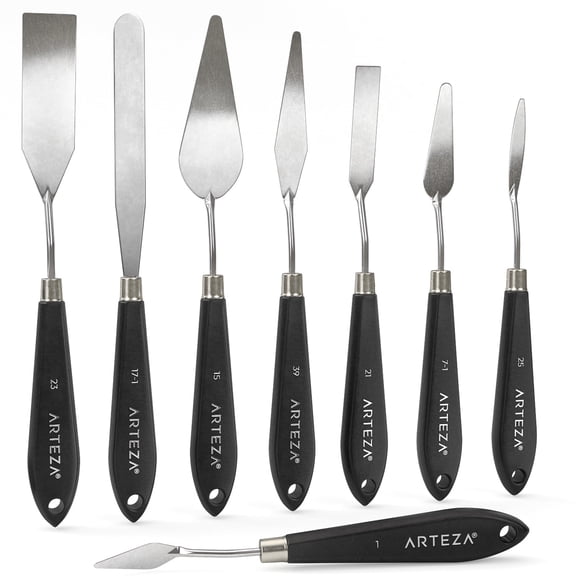 Arteza Palette Knives Art Tool Supply Set for Mixing and Applying Paint, 8 Pack