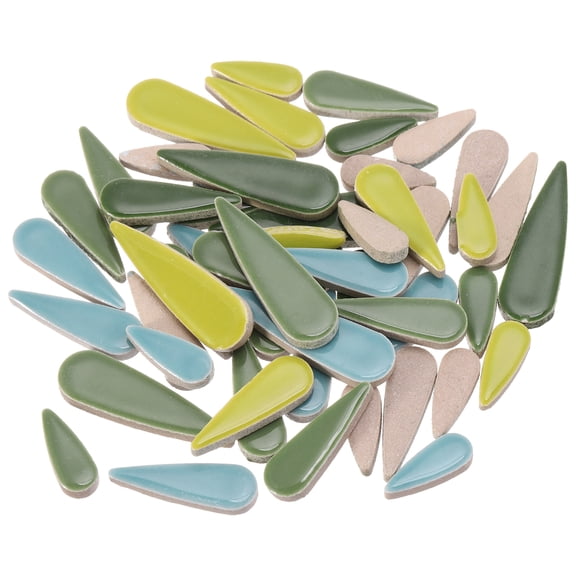 Uxcell 100g Petal Mosaic Tiles for Crafts Tear Drop Porcelain Mosaic Tiles Green, Gray Blue, Grass Green
