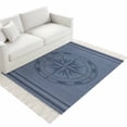 thumbnail image 4 of Nautical Compass Washable Area Rug 3'x5', Navy Blue Striped Coastal Compass Woven Cotton Tassels Kitchen Rugs, Non Slip Indoor Door Mat Throw Carpet for Entryway Living Room Nursery Laundry Room, 4 of 9