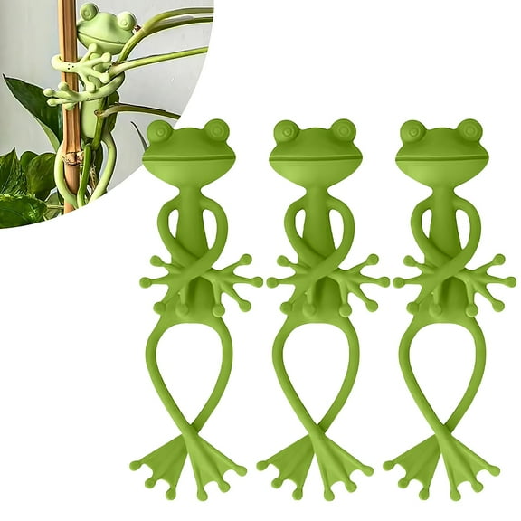 LHNFT Frog Plant Stand, 3 PCS Multipurpose Green Frog Plant Supports Steady Cartoon Plant Branches Tie Down for Indoor Outdoor Garden Decorations