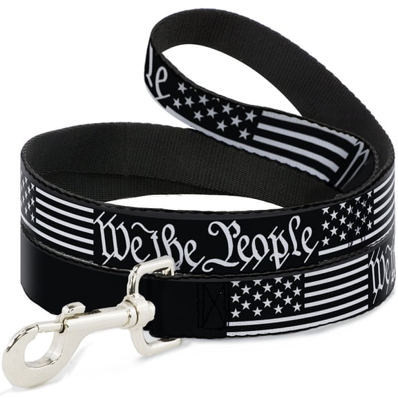 Buckle-Down Pet Leash, Dog Leash, Americana Flag We the People Black White, 4 Feet Long 1.0 Inch Wide