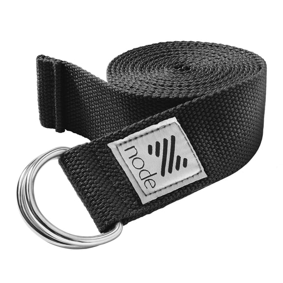 node by Philosophy Gym 7-1/2' Yoga Strap for Stretching, Woven Yoga Strap with Adjustable D-Ring Buckle for Exercise, Therapy and Fitness  - Black