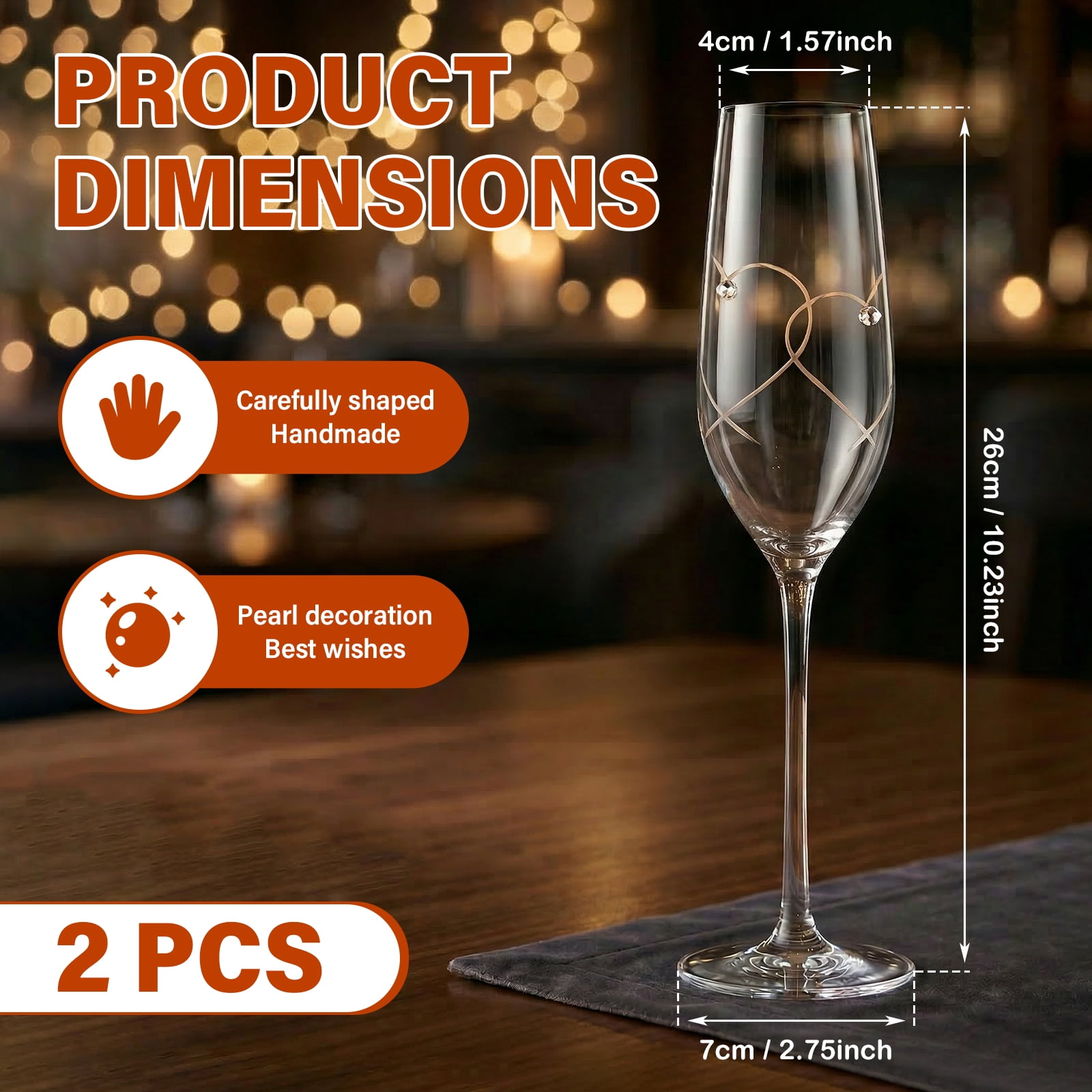 Champagne Flute Bride and Groom Wedding Toasting Champagne Glasses Set of 2 Embellished with Crystal or Pearl Wedding Engagement Christmas Present for Couple