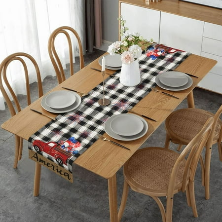 

4th Of July Table Runner For America Waterproof Linen Table Decorations For Living Room Tea Table Festival-A-33x275cm(13x108 )