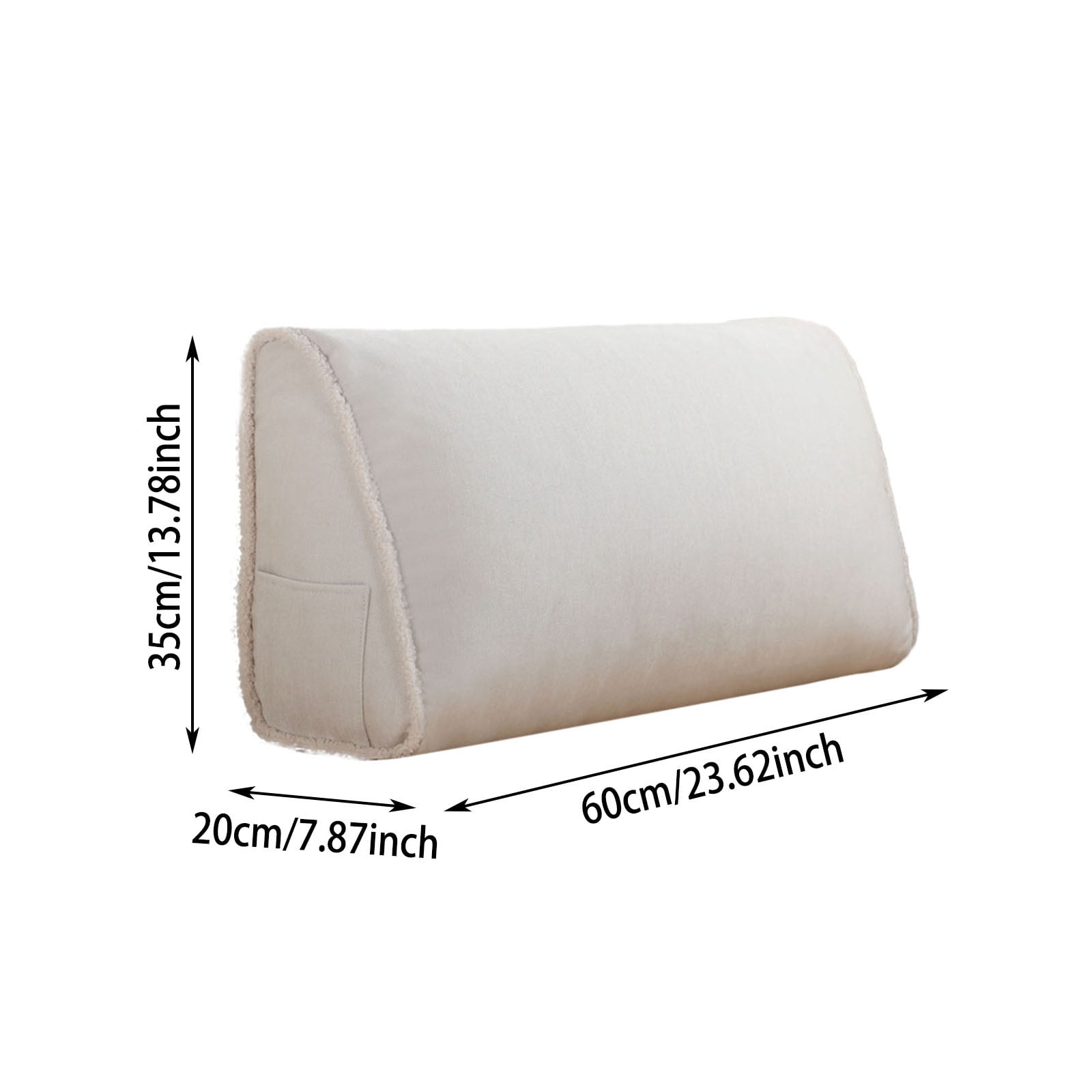 Triangular Wedge Pillow for Back Support â Chenille Reading Pillow with Removable Cover, 23.6x13.8x7.8in, Sofa & Bed Backrest Cushion, Lumbar Bolster for Sitting Up in Bed or Living Room
