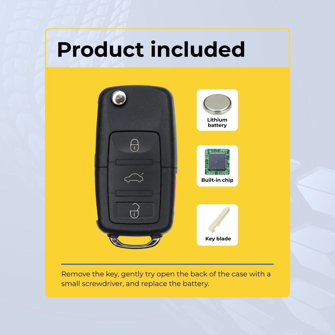 Replacement Flip Key Fob for Volkswagen Golf 2016 FCC NBG010180T Part Number 5K0837202 5K0837202AK 5K0837202AE Pack of 2