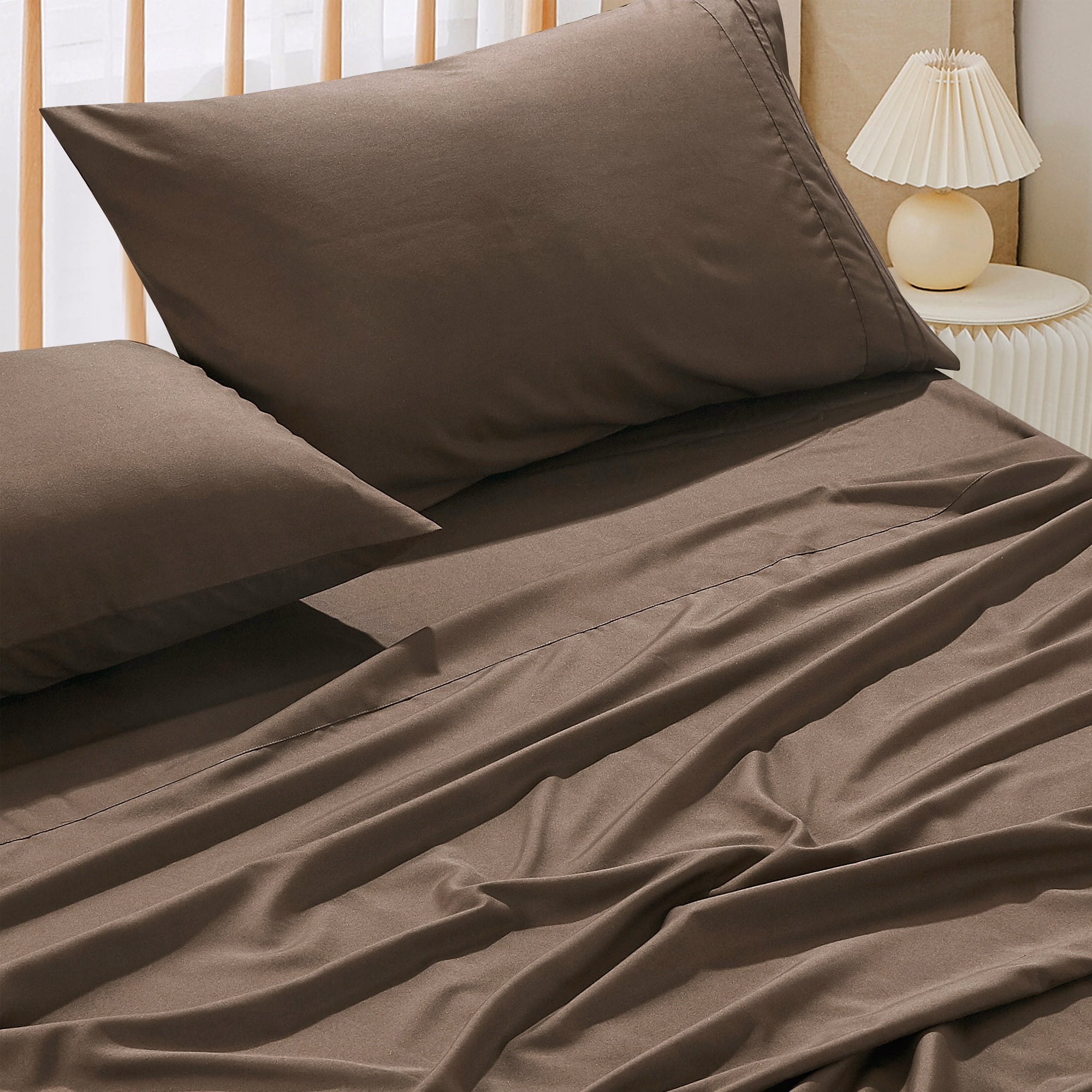 4-Piece Set Bed Sheets, Bedding with Fitted Sheet, Flat Sheet & Pillowcases
