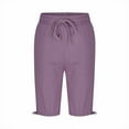 thumbnail image 4 of ZACPNCV Girls Bermuda Shorts Summer Loose Fit Elastic Drawstring Waist Straight Leg Knee Length Casual Shorts Cute Clothes Purple 12-13 Years, 4 of 7