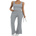 thumbnail image 2 of LYMAYTER S-XL ‌Women Sweat Sets Stretch Solid Tank and Pants Set Casual Summer Sleeveless Suit, 2 of 9
