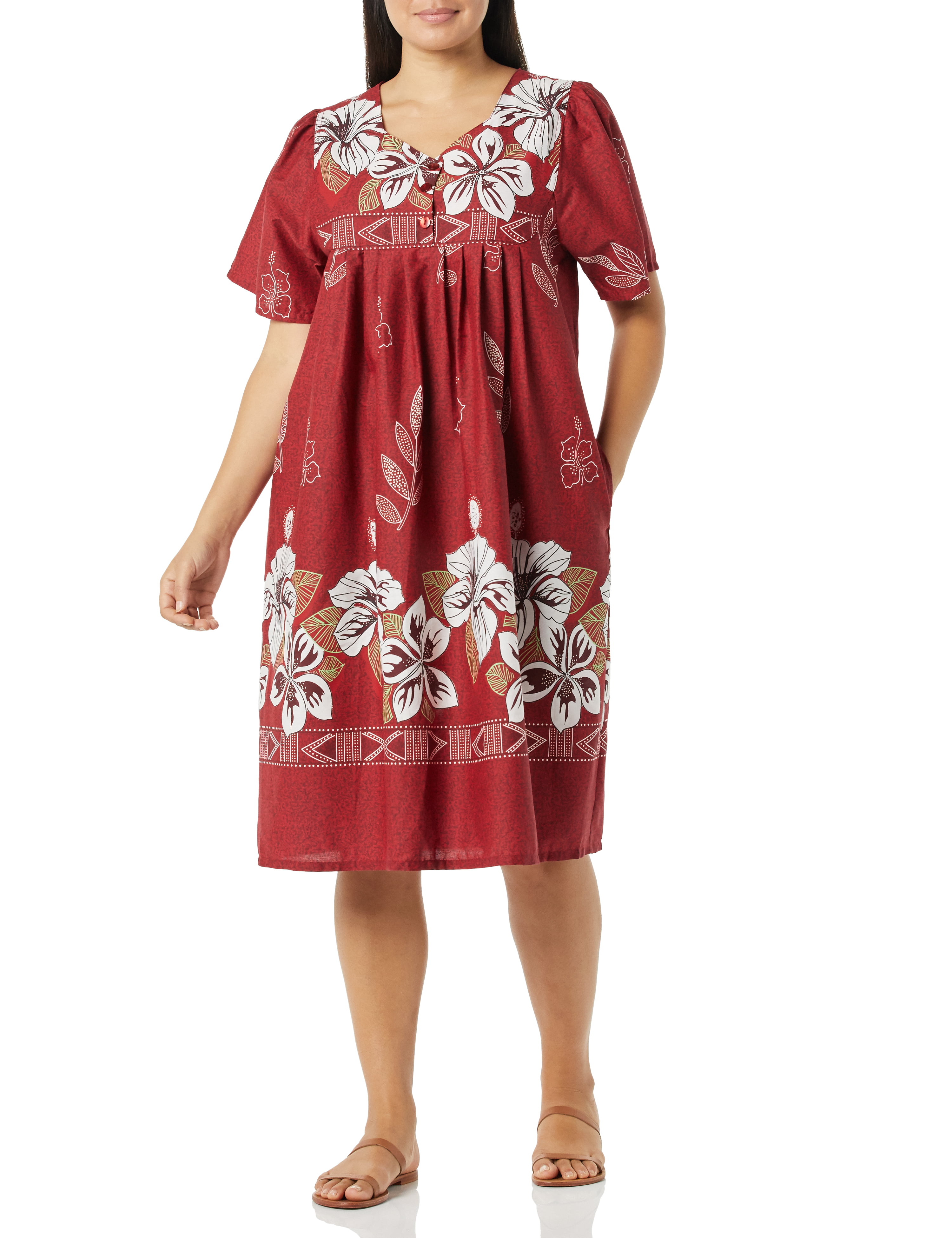 AmeriMark Women Muumuu House Patio Dress – Ladies Flowy Short Sleeve ...