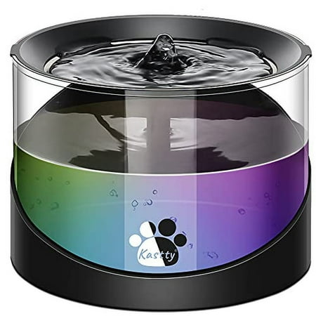 Cat Water Fountain, Super Quiet Automatic Cat Fountain, Pet Water Fountain for Kitty, Cat Waterer, Dog Bowl Dispenser 2.2L/74oz, with Super Long Life Span Pump, Red+Colorful LED Light