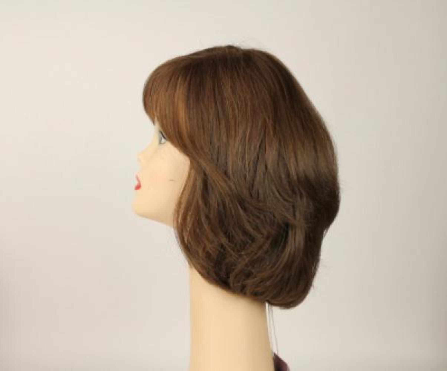 European Human Hair Freeda Wig Shlomit Medium Brown With Highlights Skin Top Size M Pre-Cut