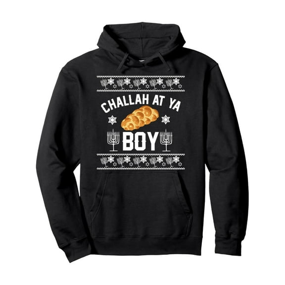 Challah at ya Boy Ugly Sweater funny Hanukkah matching gift Pullover Hoodie Celebrating Hanukkah Festive Design Best Gift to Men Women Dad Mom Friends