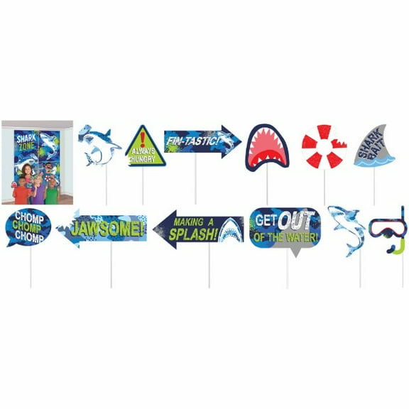 Shark Birthday Party Scene Setter with Photo Props (1ct)