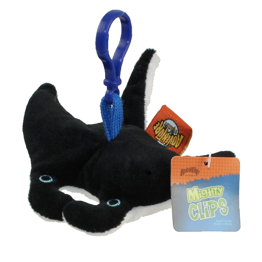 Adventure Planet - Adventure Planet Plush - Mighty Clips - MANTA RAY (Plastic Key Clip - 3.5