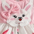 thumbnail image 6 of Gaexia Easter Cartoon Print Toddler Girls Party Dress Short Sleeve for Holiday Celebration (Pink,6-12 Months), 6 of 7