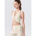 thumbnail image 4 of Women's Halter Twist Front T-Back Cropped Sports Tank Top White XL, 4 of 8