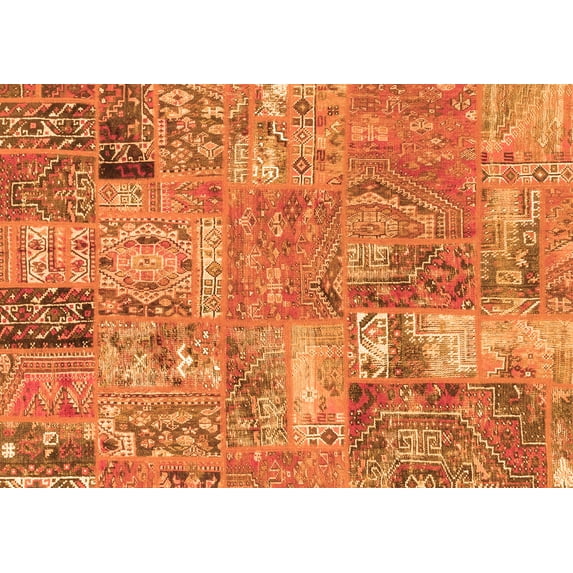 Ahgly Company Indoor Rectangle Patchwork Orange Transitional Area Rugs, 4' x 6'