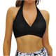 thumbnail image 1 of ZHAOCHENG Parte superior de bikini para mujer: diseño ajustado al busto, cuello halter, relleno extraíble, sin aros, 1 of 5