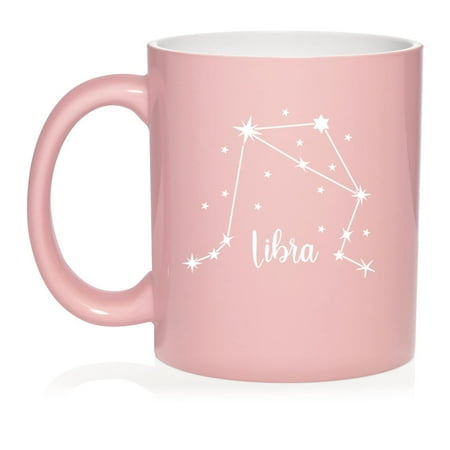 

Star Zodiac Horoscope Constellation Ceramic Coffee Mug Tea Cup Gift (11oz Light Pink) (Libra)
