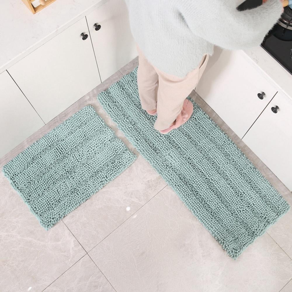 Details about   Bath Mats for Bathroom Non Slip Ultra Thick and Soft Chenille Plush Striped Floo 