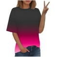 thumbnail image 1 of Scyoekwg Blouses d'Été à Manches Courtes pour Femmes Col Rond Basiques Légères Amples Tendance Dégradé (Noir, TG), 1 of 5