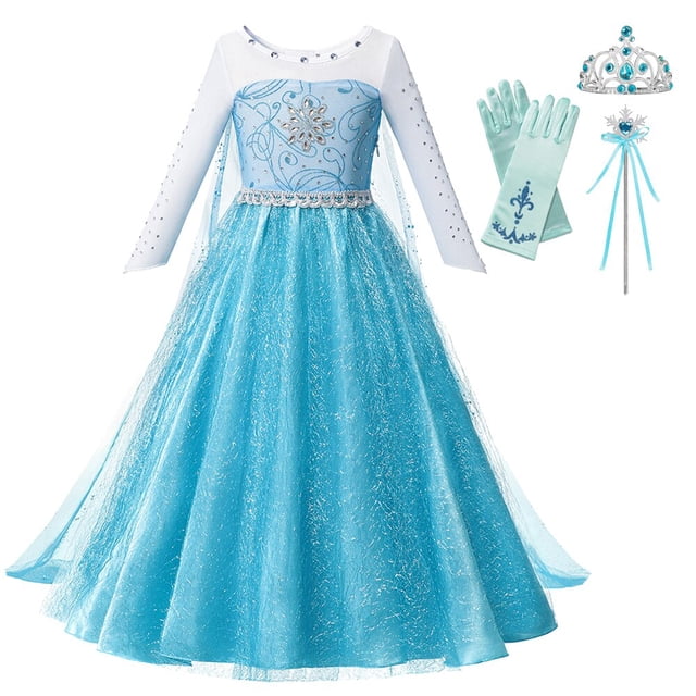 Frozen Elsa Anna Princesa Vestido Niñas Jasmine Rapunzel Aurora Ropa Fiesta Niños Cosplay Cenicienta Blancanieves Ariel Costume2T (Etiqueta 100) Gao Jinjia LED