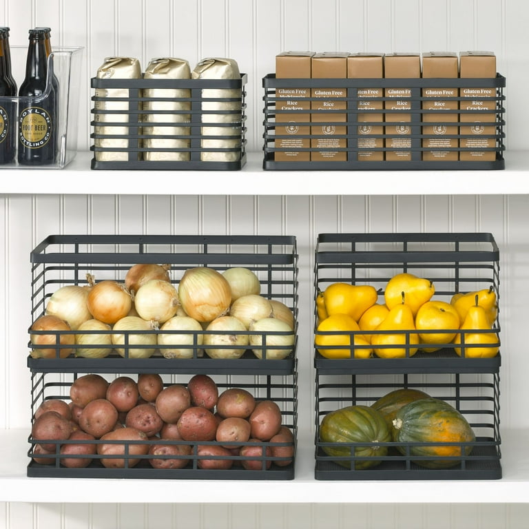 mDesign Metal Wire Kitchen Pantry Food-Storage Organizer Basket
