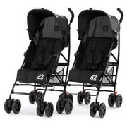 Diono D2 Lightweight Pack of Two Travel Strollers, Unisex Black
