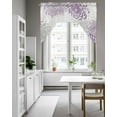 thumbnail image 4 of Purple White Kitchen Curtains Swag Valance for Windows/Bathroom/Cafe, Abstract Grey Chrysanthemum Flower Floral Rod Pocket Drape Panel Swag Curtains Valance for Bedroom/Living Room 56"x36", 4 of 6