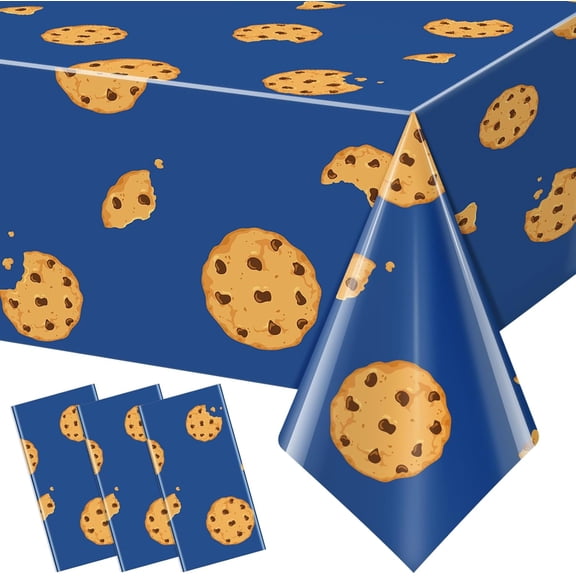 3Pcs Cookie Monster Birthday Party Tablecloth Decorations,Blue Plastic Table Cover Disposable Rectangle Table Cloth for Baby Shower Kids Boy Birthday Party Supplies,54x108 Inch