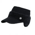 thumbnail image 2 of Women Winter Hat Empty Top Ear Short Brim Thick Plush Knitted Peaked Cap Rhinestone Letter Decor Elastic Daily Headgear, 2 of 8