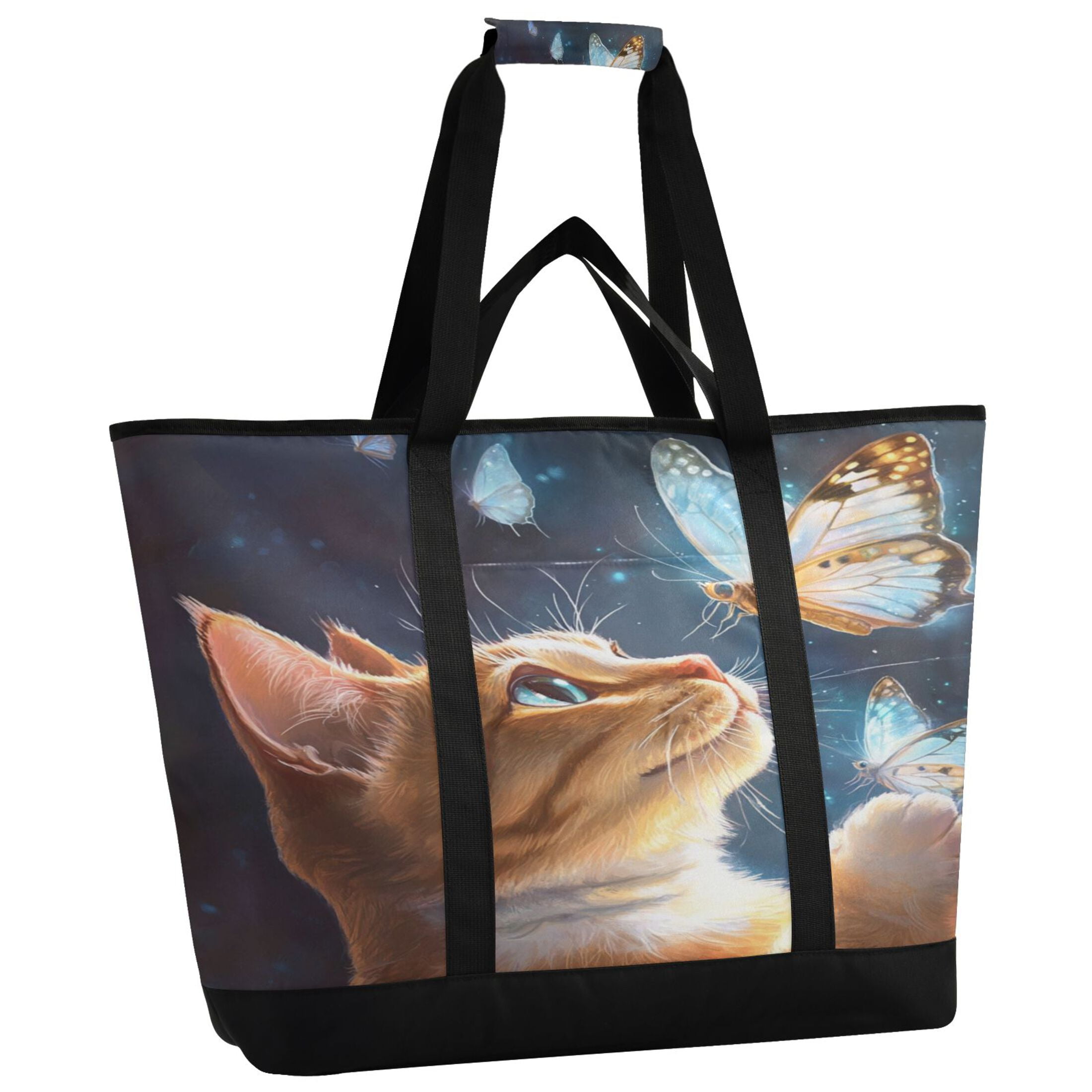 Large Hand-held Ice Pack Picnic Bag Insulation and Refrigeration Suitable for Shopping Picnics and Camping The Cat and The Butterfly