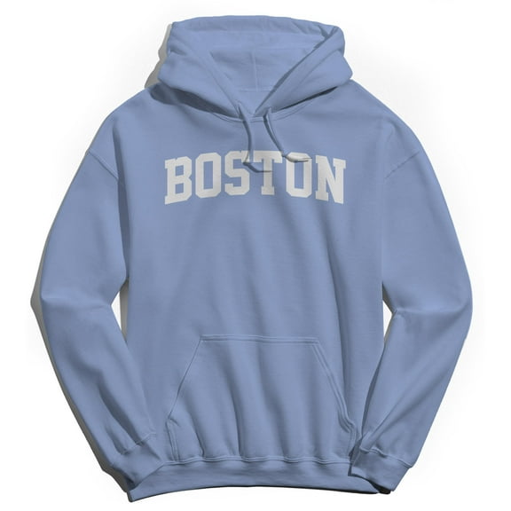 Boston Graphic Light Blue Men's Cotton Pullover Hoodie
