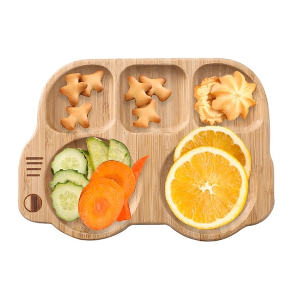 Bamboo Food Plate Children Meal Plate Eco-Friendly Plates for Snacks Appetizer Fruit Vegetable (Style A)