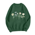 thumbnail image 4 of successthop Womens Crewneck Sweatshirt Oversized Long Sleeve Sweater No Hood Pullover Tops Floral Casual Clothes Green, 4 of 4