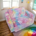 thumbnail image 2 of golytefs Glow in The Dark Extra Soft Open Couch Toddler Play Couch Fold Out Glow in Dark Convertible Plush Foam Chair Star Glow in The Dark Toddler Couch for Playroom Bedroom, 2 of 9