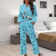 thumbnail image 6 of Kuiaobaty Cute Panda Print Women's Pajama Sets Music Note Long Sleeve Button Down Sleepwear Nightwear Soft Pjs Lounge Sets, Blue, M, 6 of 7