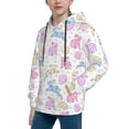 thumbnail image 2 of Fotbe Easter Colorful Rabbit Pattern Youth Pullover Hooded Sweatshirt, Boys Hoodie, Kangaroo Pocket Hoodie for Kids Girls -X-Large, 2 of 6
