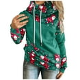 thumbnail image 4 of Sweat à Capuche d'Hiver pour Femmes Mode Pull de Noël Hoilidy Imprimé Xmas Pull Mi-Long Blouse Ample Col Rond Cardigan Chaud, 4 of 6