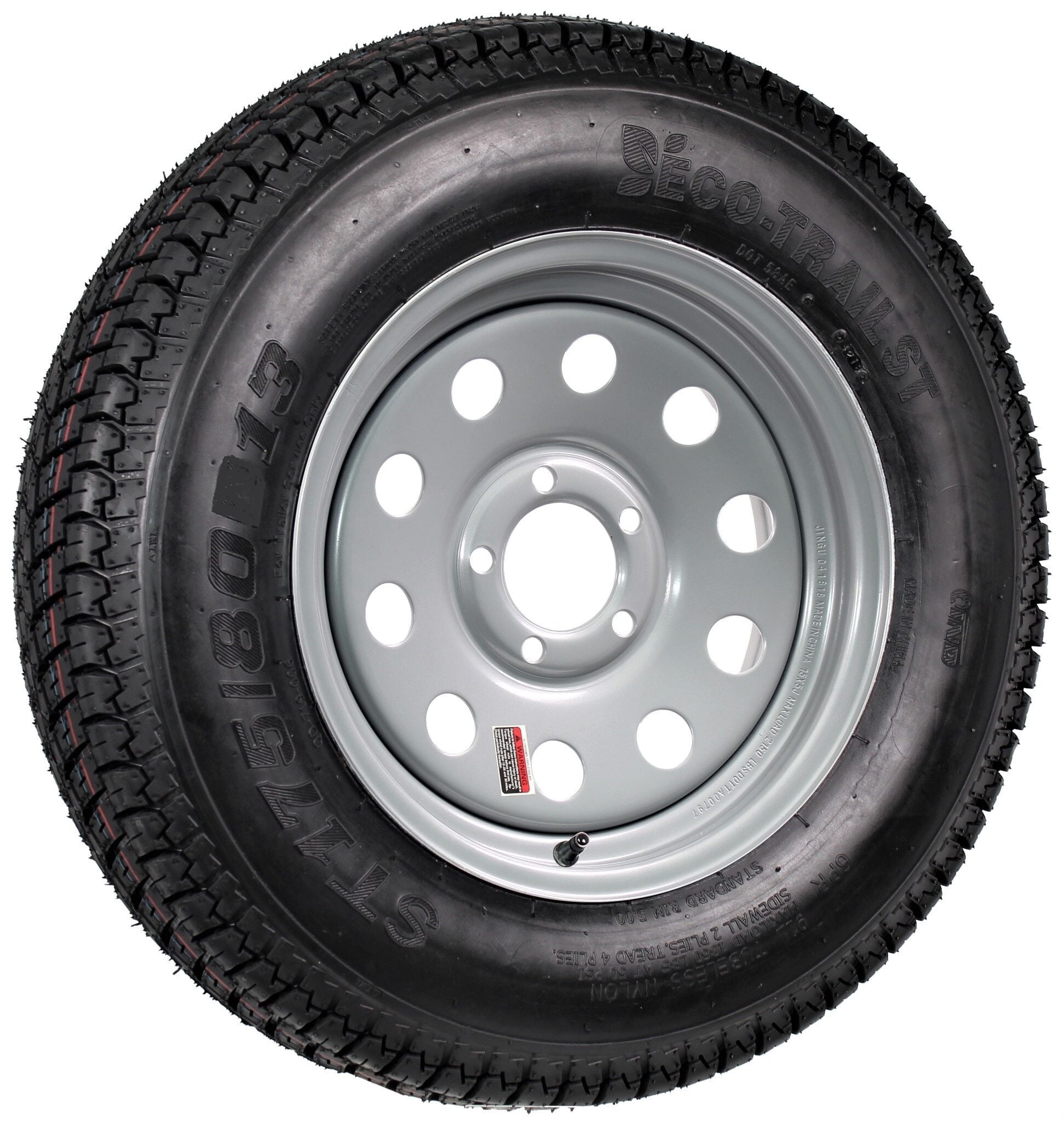 Mounted Trailer Tire and Rim ST175/80R13 LRD 13X4.5 54.5 Silver
